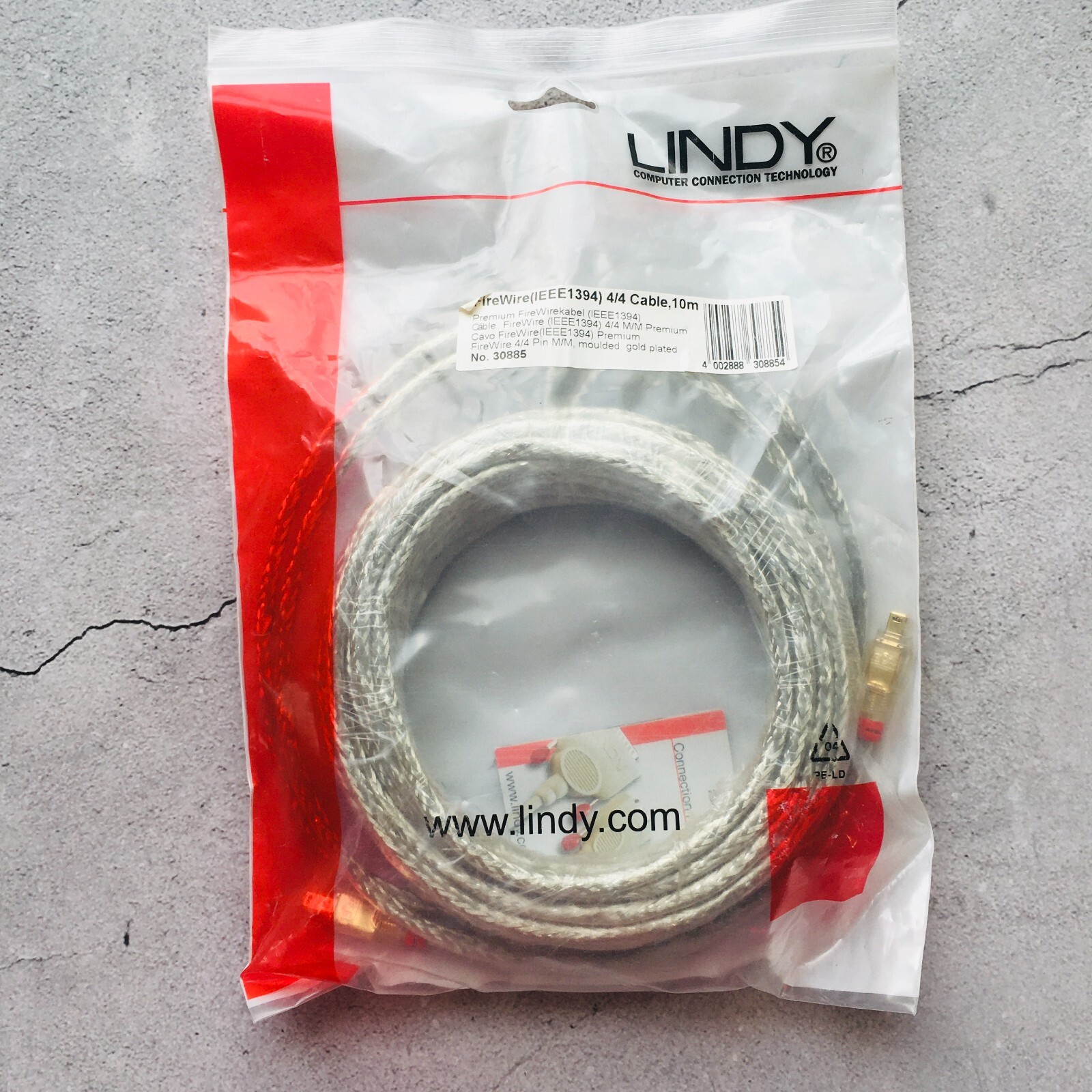 Lindy Computer Connection Technology 10M Firewire 4/4 Cable NEW No. 30885