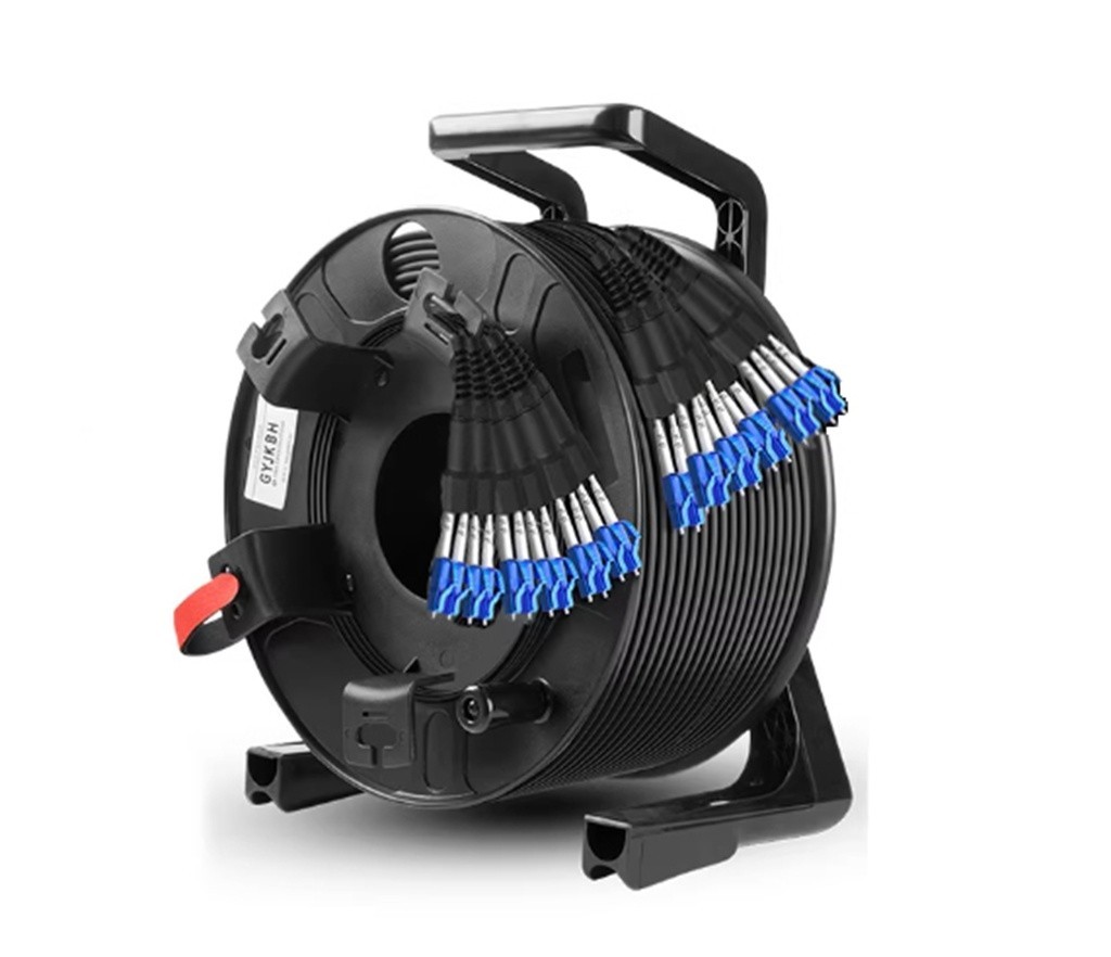 100M LC-LC Outdoor Armored SM 12 Strands with Fiber Reel(Protective Case)