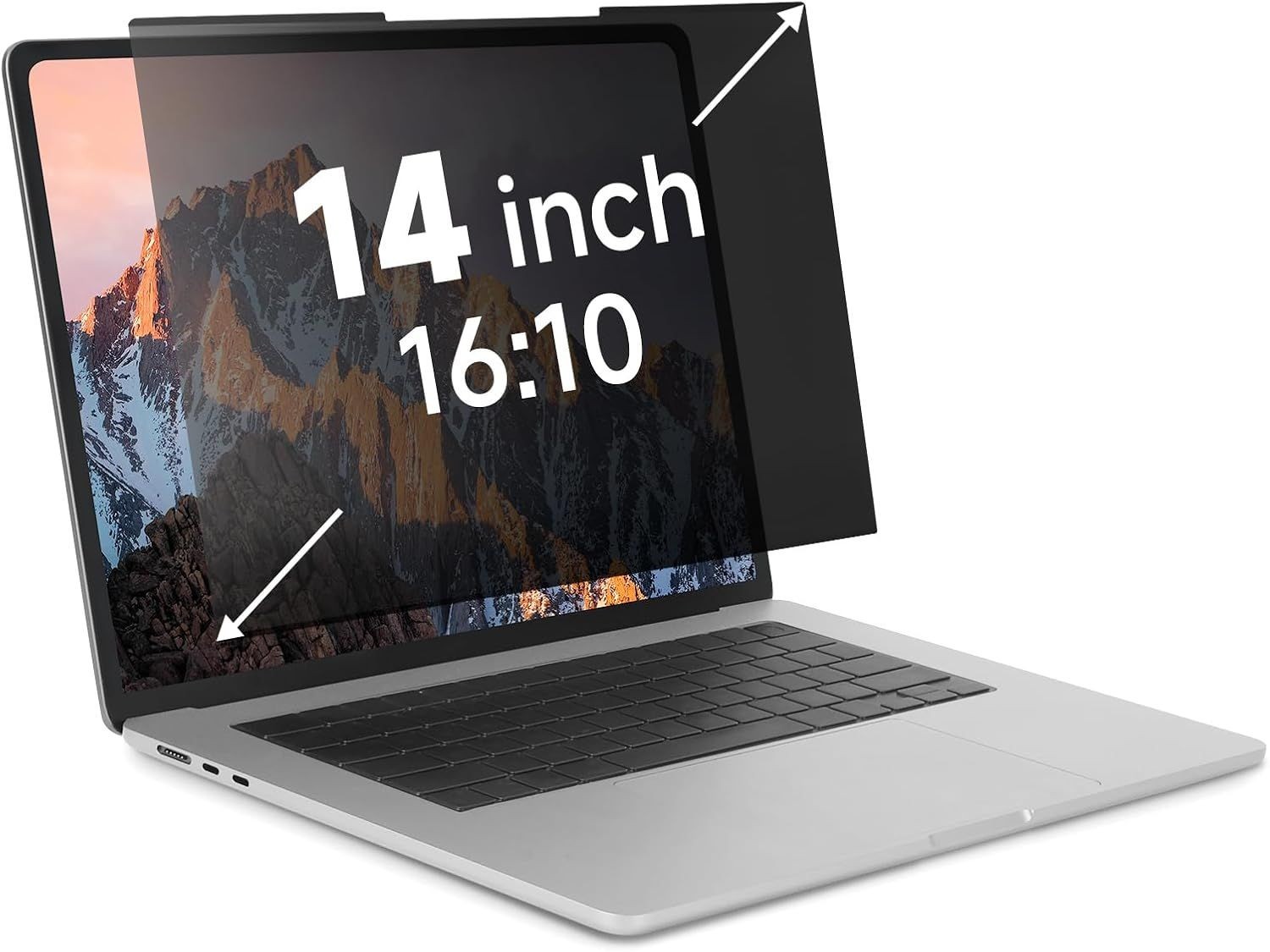 Nano-Suction Laptop Privacy Screen 14 Inch 16:10, Removable Anti Glare Shield
