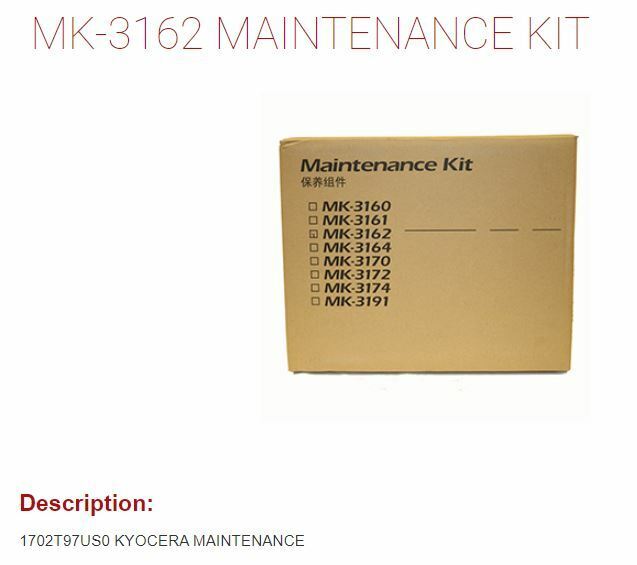 Kyocera Maintenance Kit MK-3162 for several printers MK3162 Ships for Free