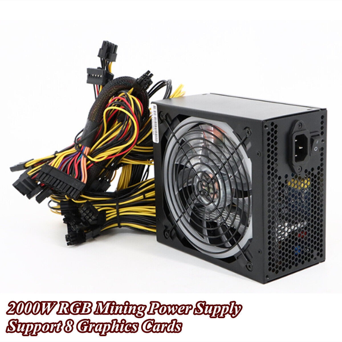 2000W RGB Mining Power Supply Support 8 Graphics Cards For ATX   Rig Coin