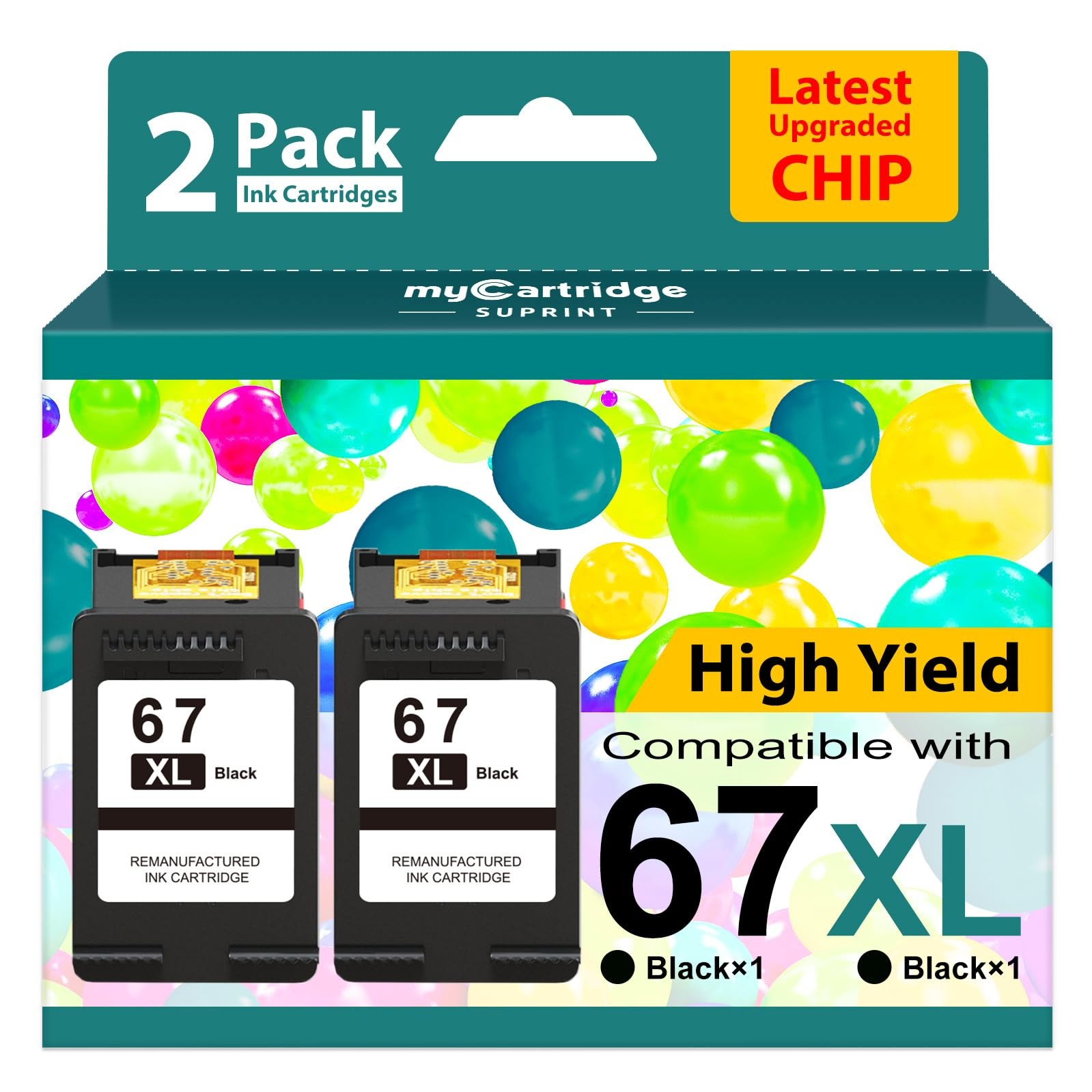 67XL Black High Yield Ink Cartridge for HP 67 - 2755e 2700 6055e