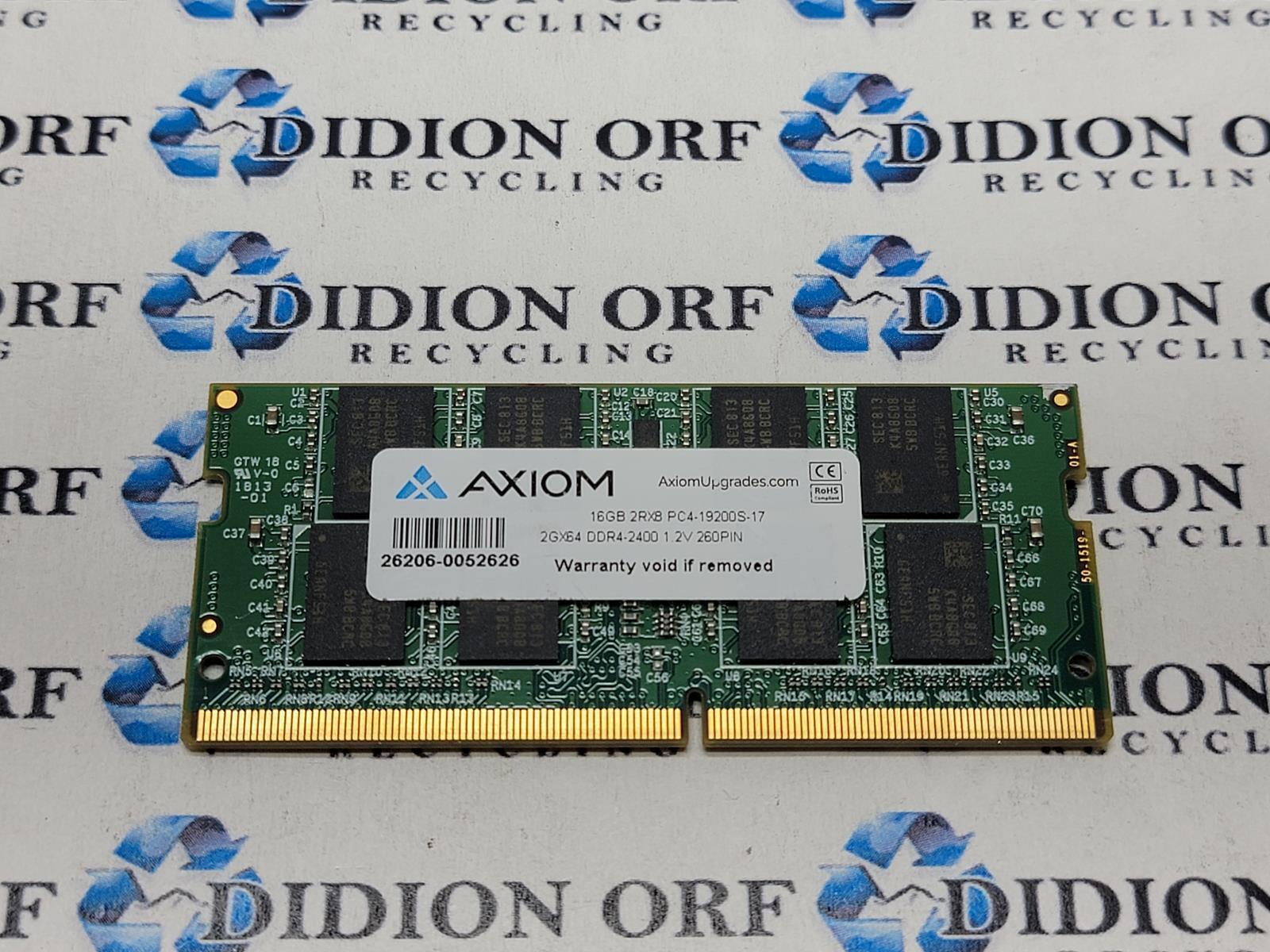 Axiom 16GB DDR4 2400 MHz PC4-19200 Laptop SODIMM 2Rx8 Memory RAM SKU 10255