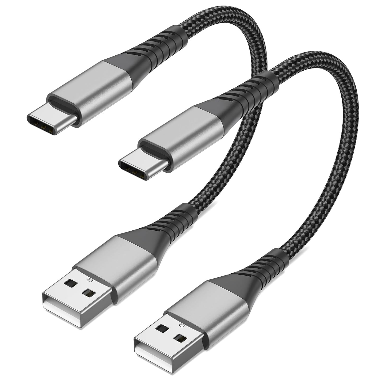 6 inch Short USB C Cable Fast Charging 2 Pack, 0.5ft A to 6 inch, Black 