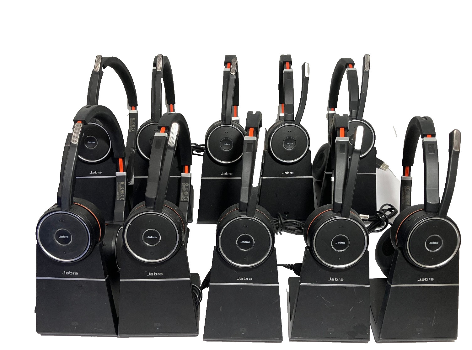 Lot of 10 Jabra Evolve 75 HSC040W Bluetooth Headset Bluetooth Wireless + Stand