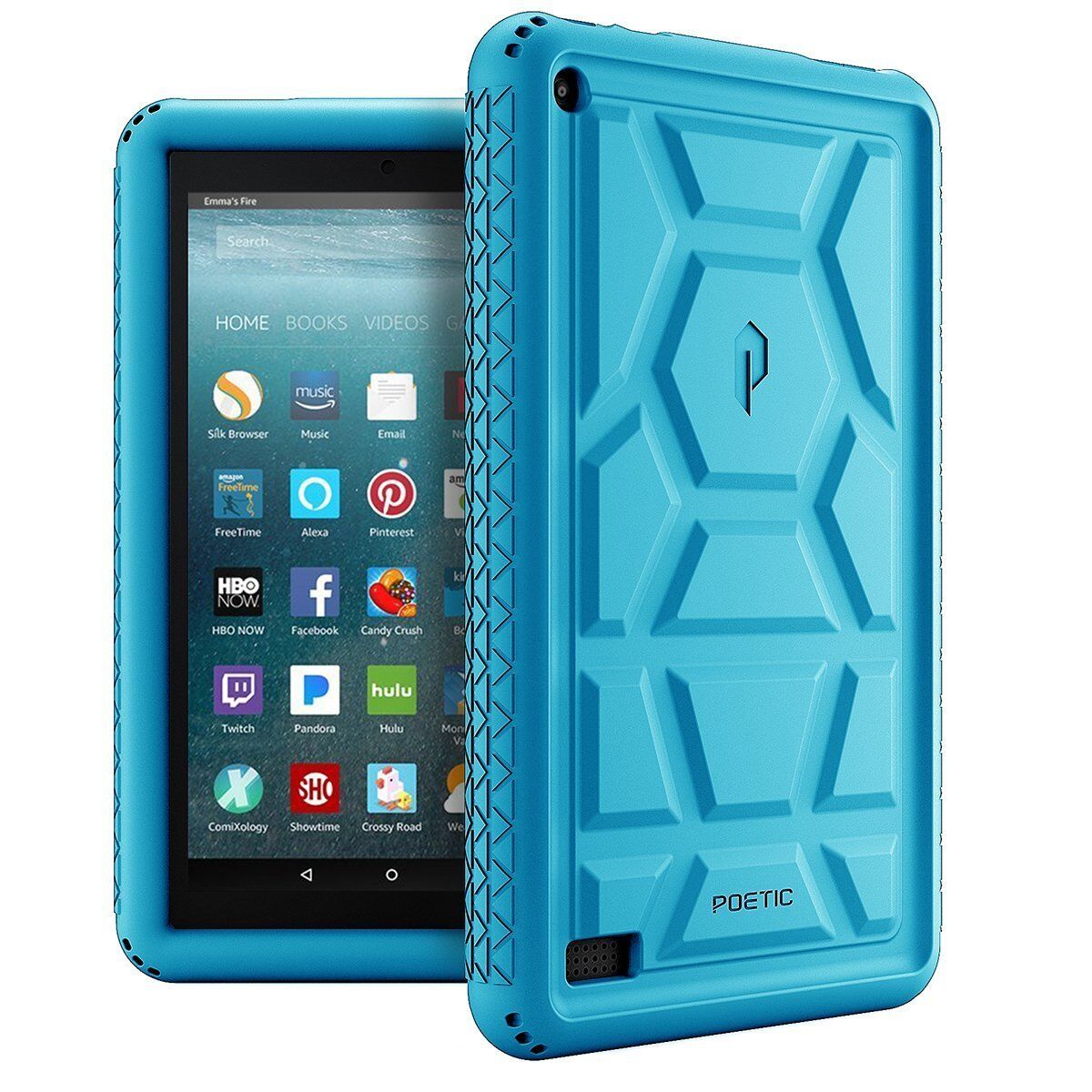 For Amazon Fire 7 (2017) Tablet Case Poetic Soft Silicone Protective Cover Blue