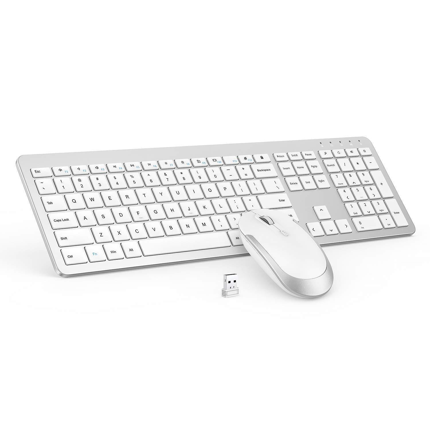 Wireless Keyboard and Mouse Combo - Full Size Slim Thin Wireless Keyboard Mou...