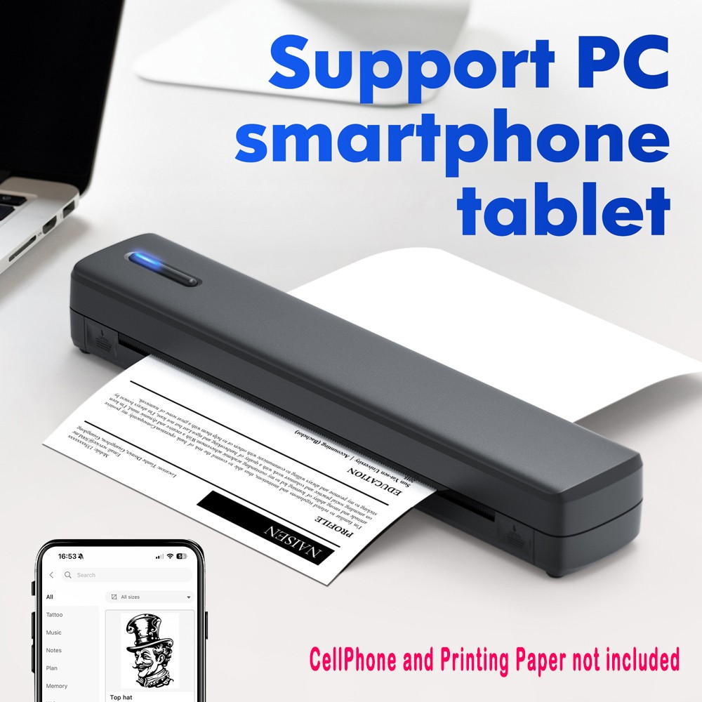 1PCS Portable Small Compact Printer Wireless For Travel, Thermal Printer Inkless