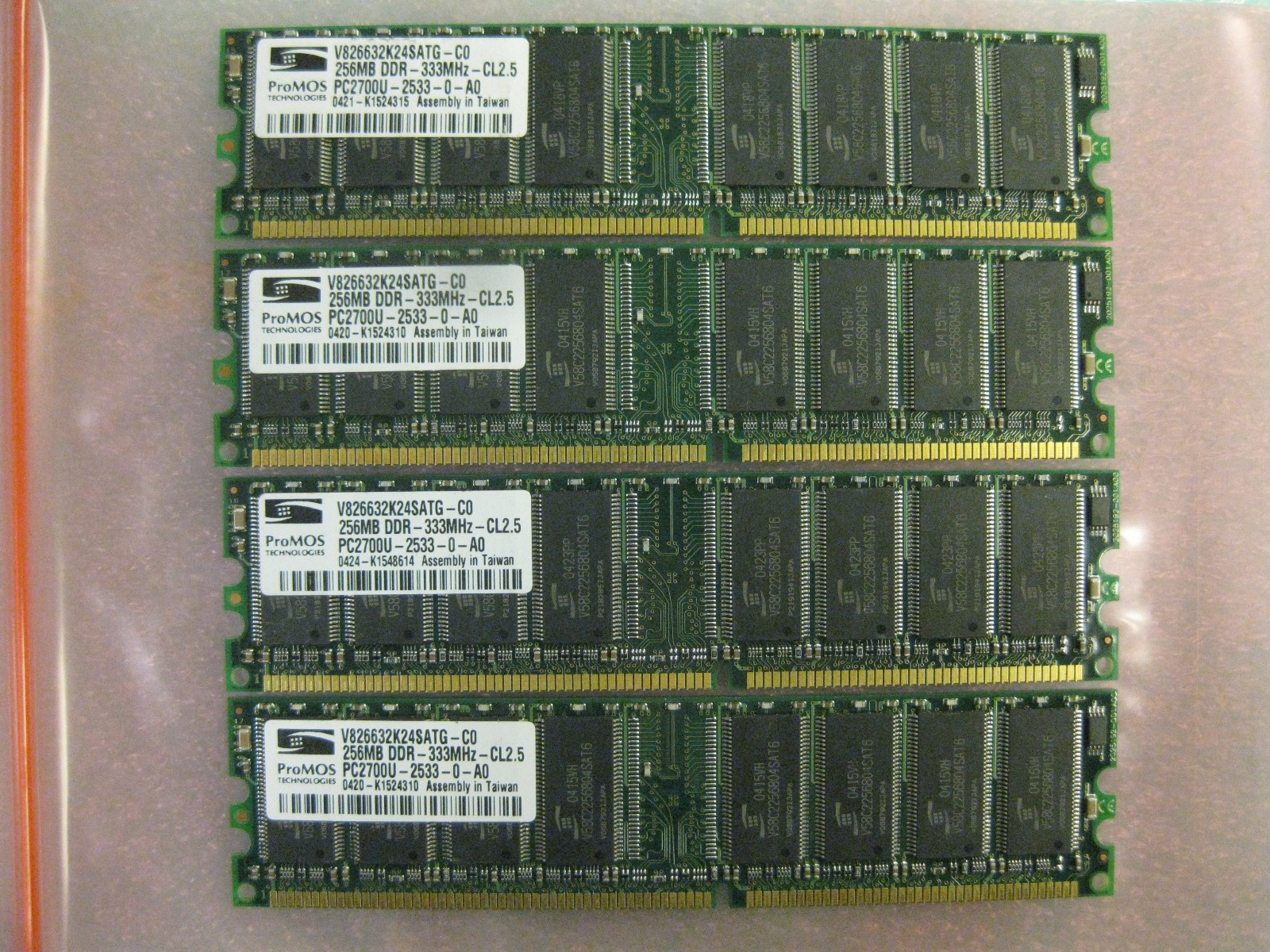 1GB 4 x 256MB ProMos PC2700u DDR-333MHz nonECC Unbuffered CL2.5  184 Desktop Mem