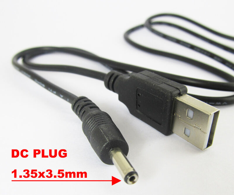 10pcs 1M/3.3ft USB 2.0 A Male to 1.35 x 3.5mm DC Plug 5V DC Power Cable Black