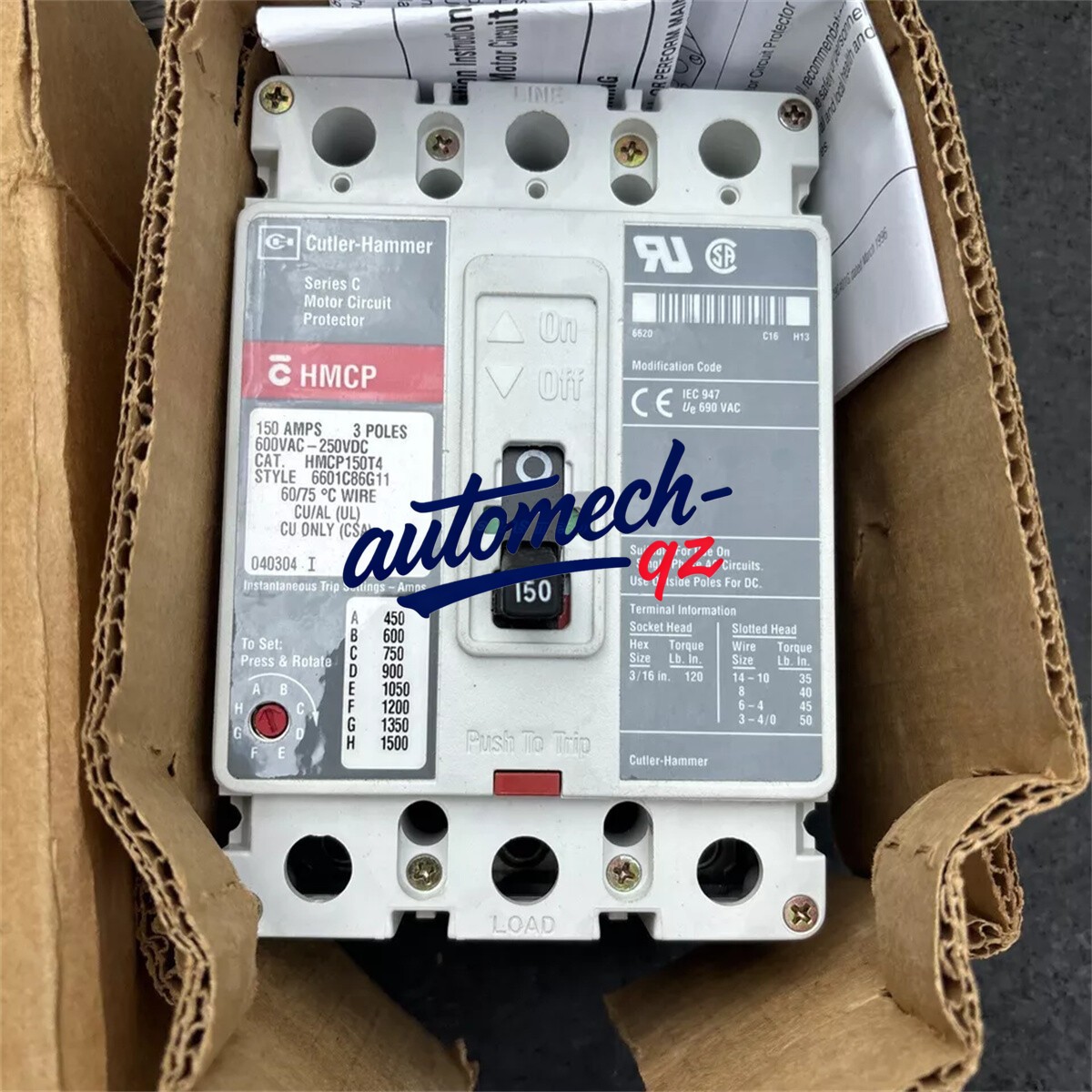 1PCS New Cutler-Hammer HMCP150T4C Circuit Protector, 150A, 3 Pole DHL or FedEX