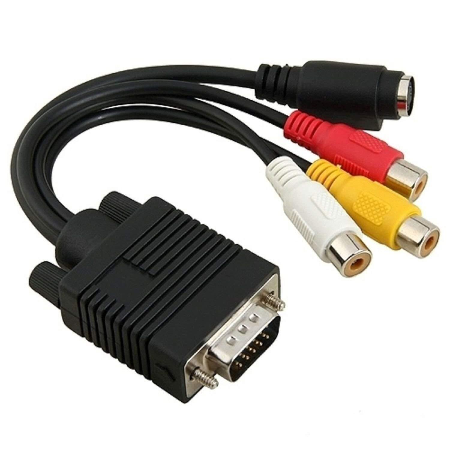 VGA to RCA Cable, VGA to TV S-Video 3 RCA PC Computer AV Adapter Cable
