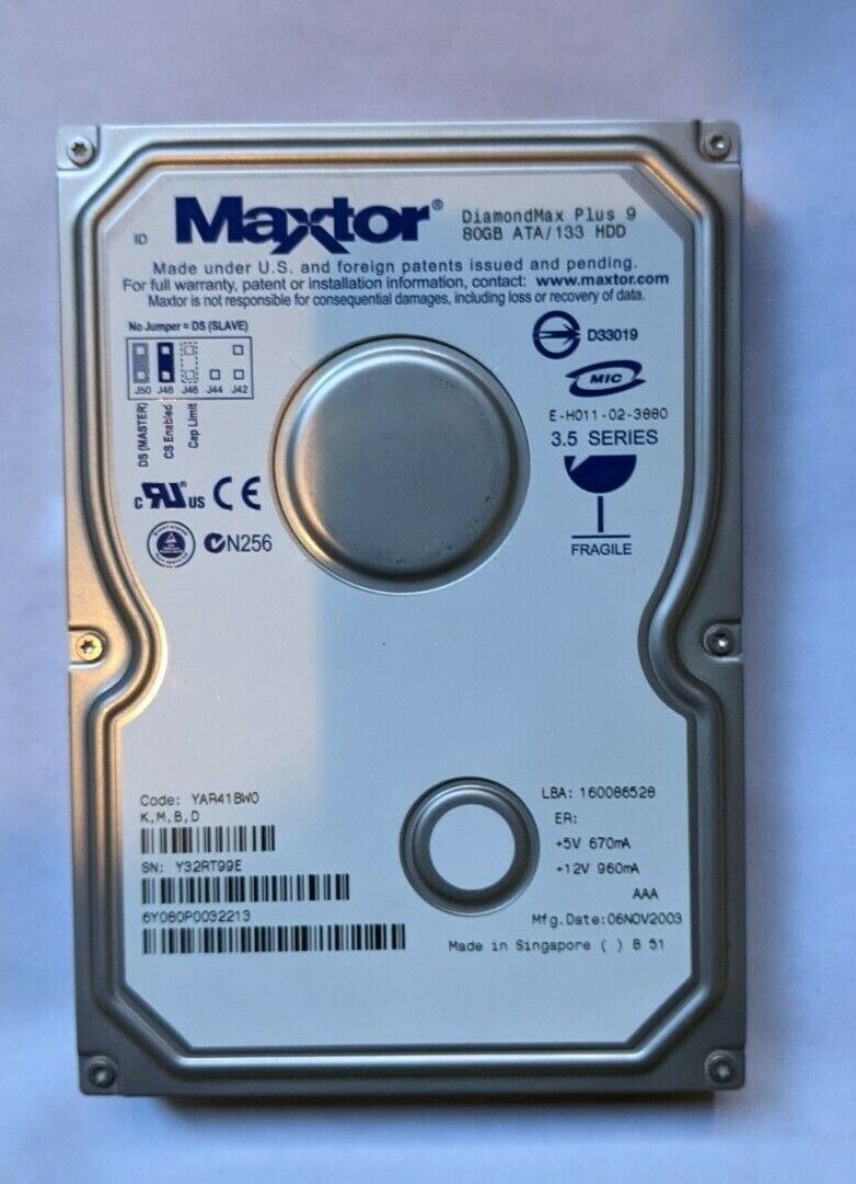 Maxtor DiamondMax Plus 9 80GB UDMA/133 7200RPM 2MB IDE Hard Drive
