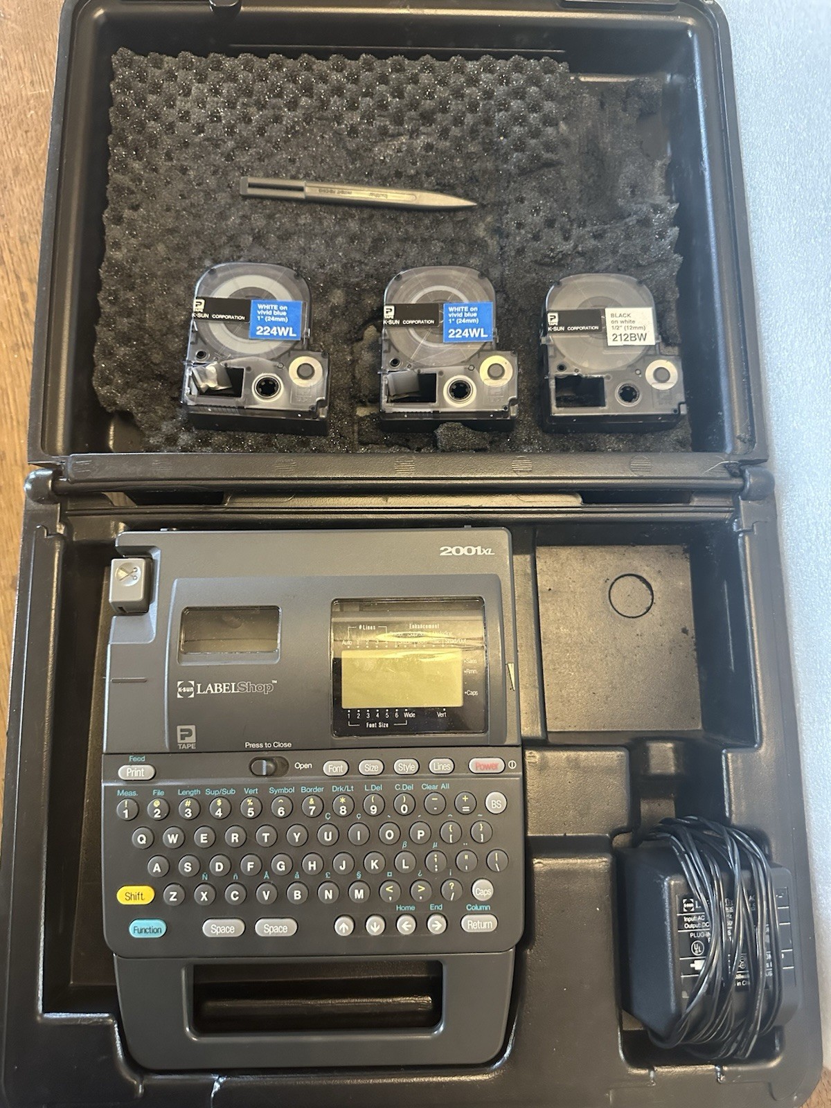 K-Sun Labelshop Label Printer Model 2001XL w/ Case- Non-Working/Parts Only