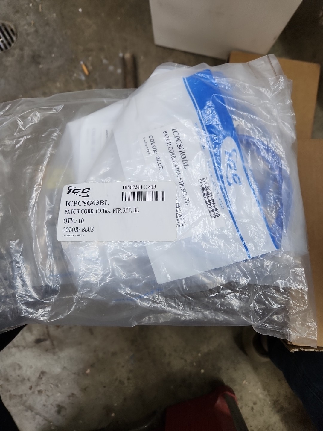 ICC ICC-ICPCST03BL PATCH CORD- CAT6- CLEAR BOOT- 3' BLUE
