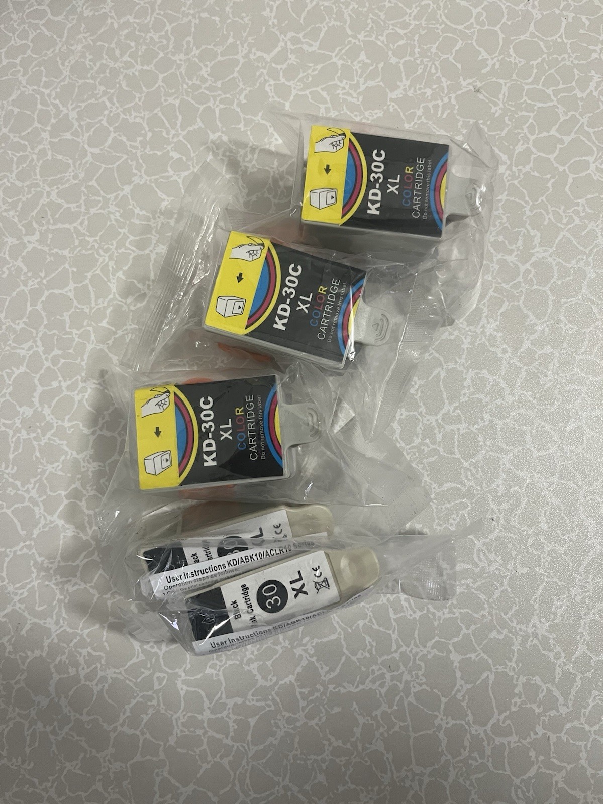 Three Kodak 30C/XL Color Ink Cartridge Two Kodak 30 XL Black In Sealed Packing