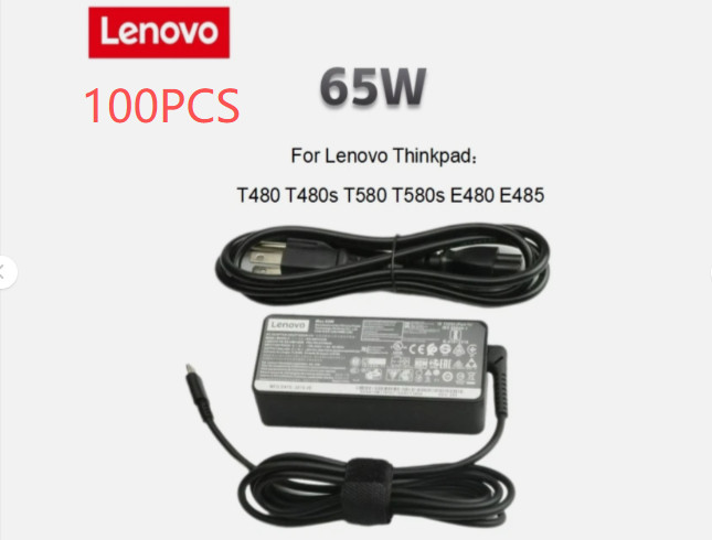 100pcs Genuine Lenovo 65W ADLX65YLC3A USB-C TypeCLaptop Charger AC Power Adapter