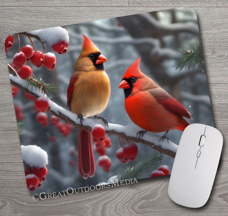BIRD WATCHING GIFT ~ Mouse Pad / PC Mousepad ~ Birding Cardinal Chickadee Finch