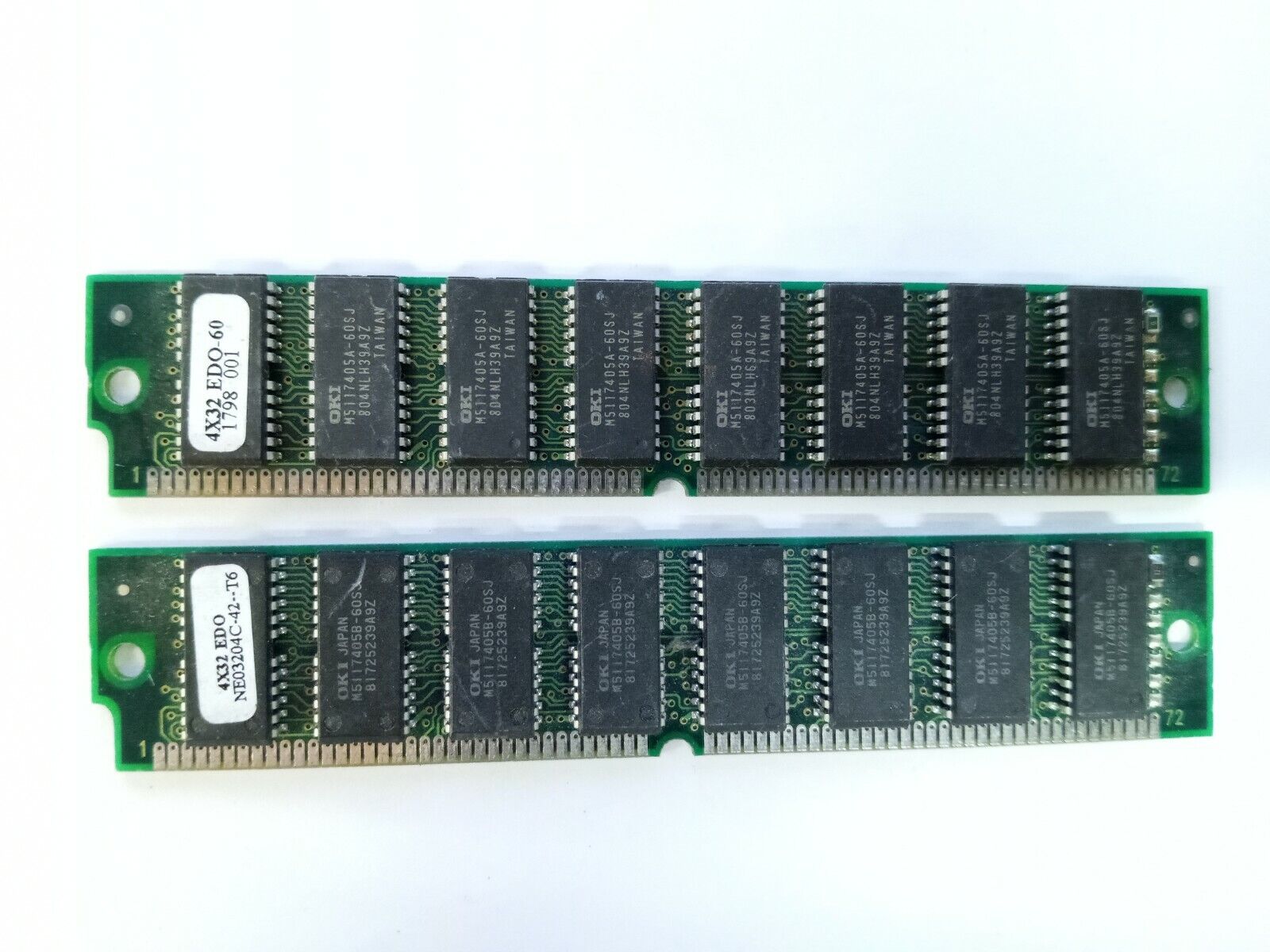 Vintage 2x 16MB 72-Pin EDO SIMMs 32MB total Memory RAM 4x32 60ns