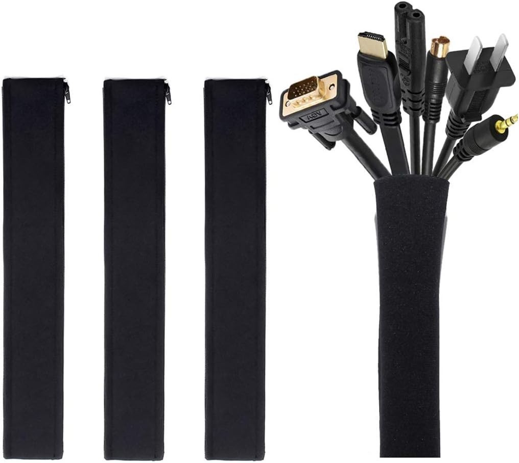 [4 Pack] JOTO Cable Management Sleeve, 19" Inch Cord Organizer System W/ Zipper