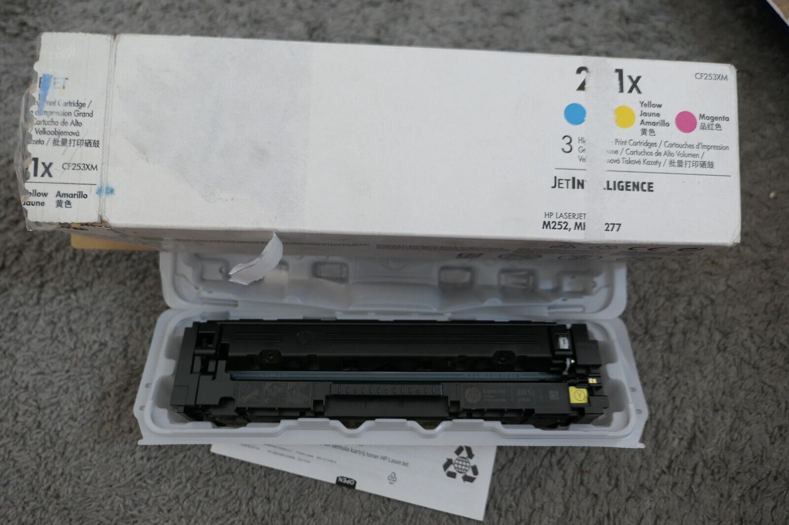 GUARANTEED NEW Genuine HP Laser Toner Yellow Cartridge 201X CF253XM