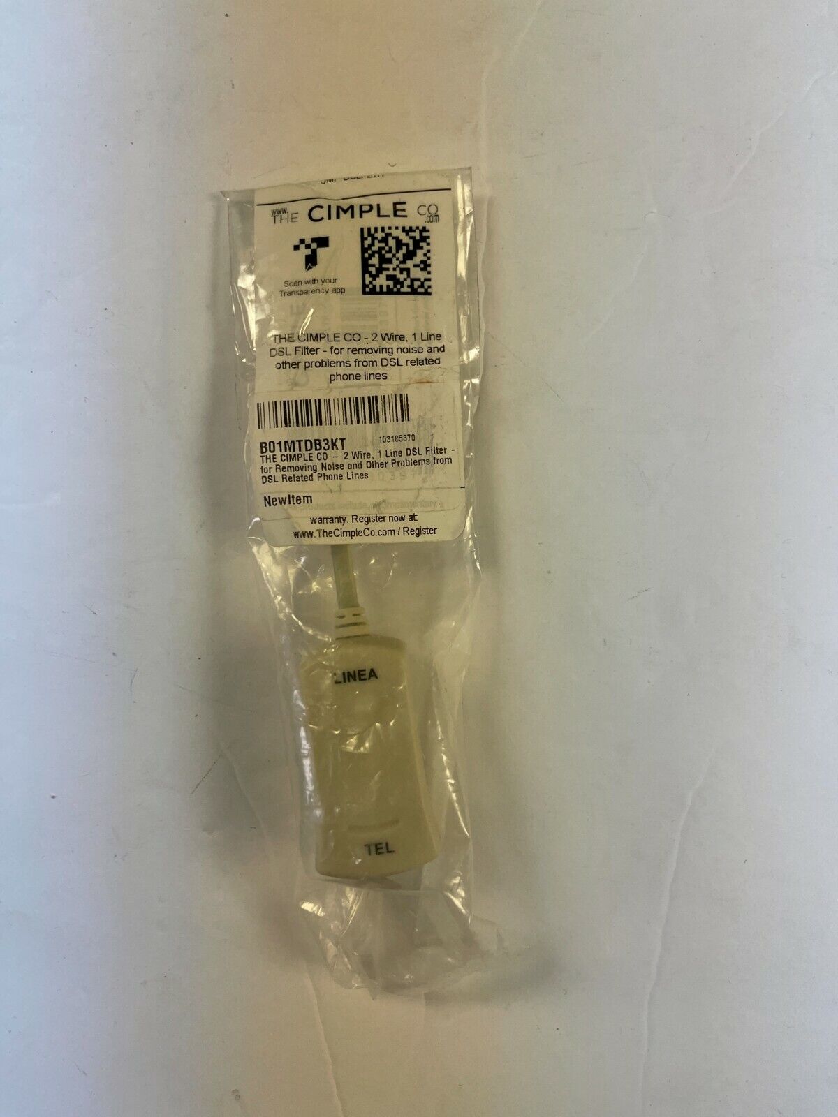 THE CIMPLE CO-2 Wire,1Line DSL Filte for removing noise from DSL related phone