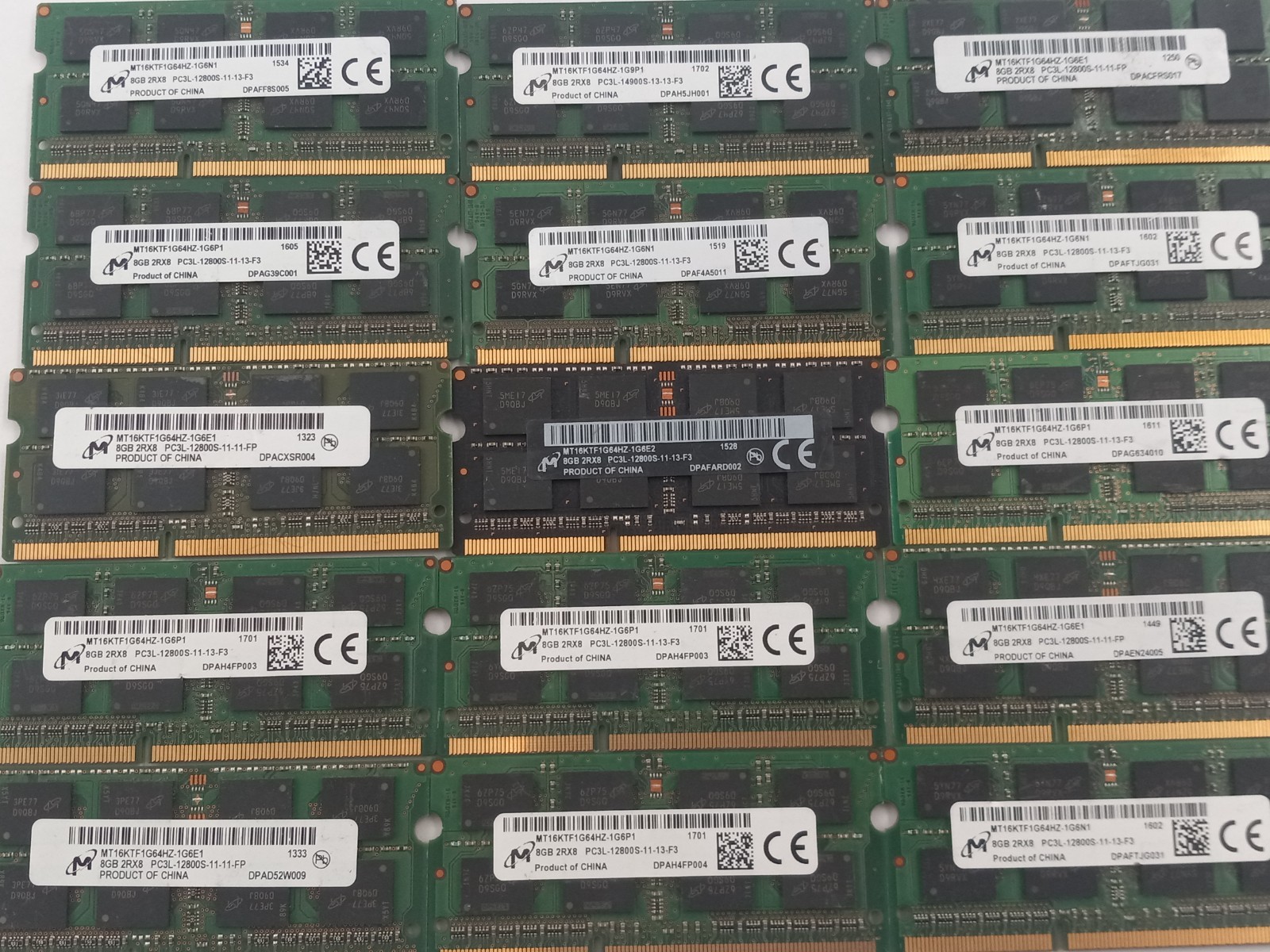 LOT OF 31 MICRON 8GB (31X8GB) PC3L DDR3L LAPTOP RAM (MM654)