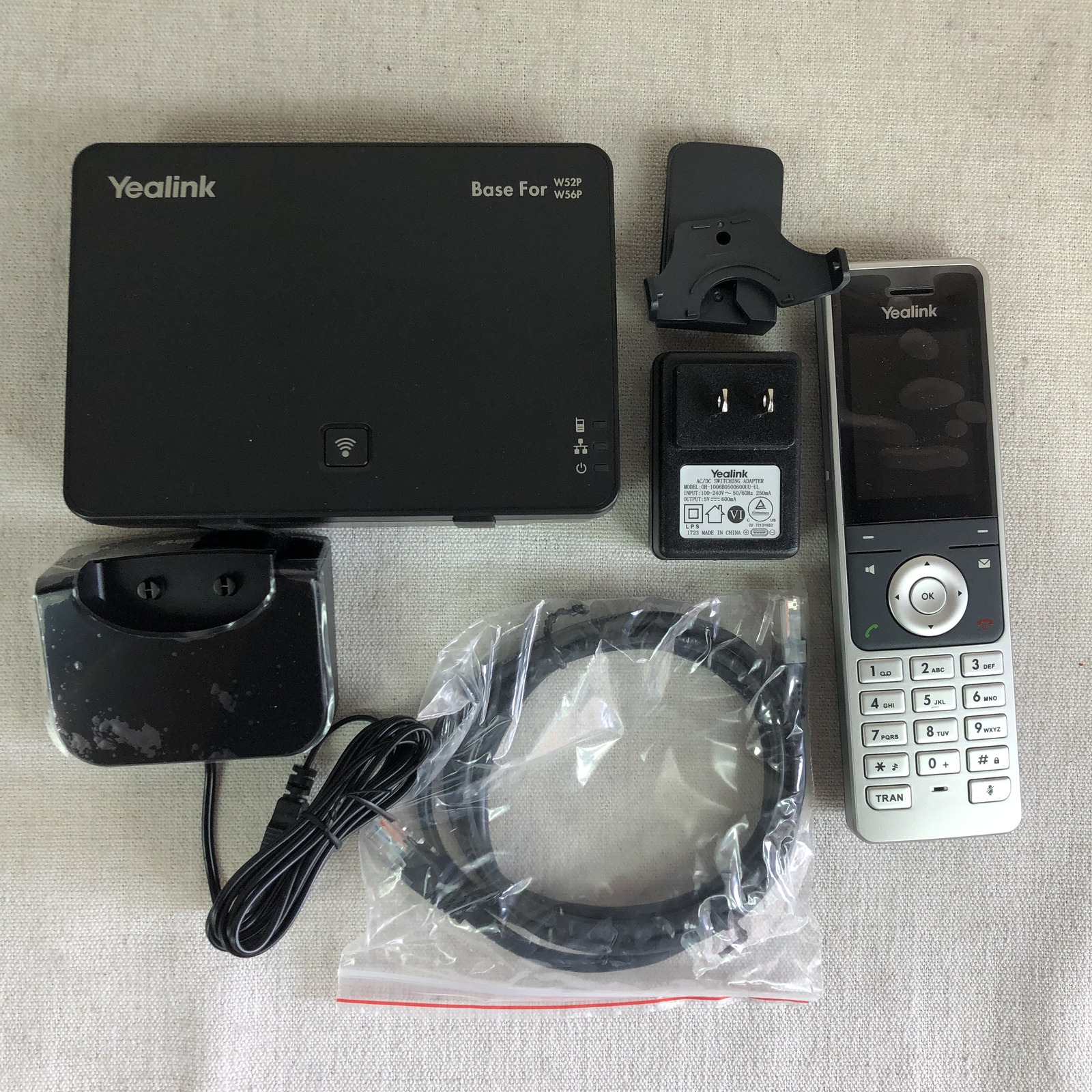 Yealink W56H Wireless Phone IP DECT w/ W52PW56P Base, Power Adapters