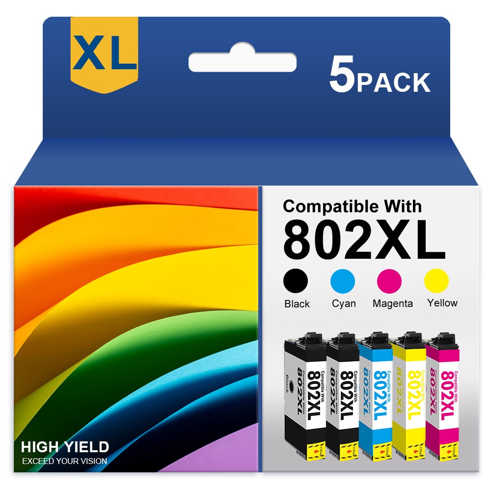 5PK 802 XL Ink Cartridge for Epson Workforce Pro WF-4740 WF-4730 WF-4720 WF-4734