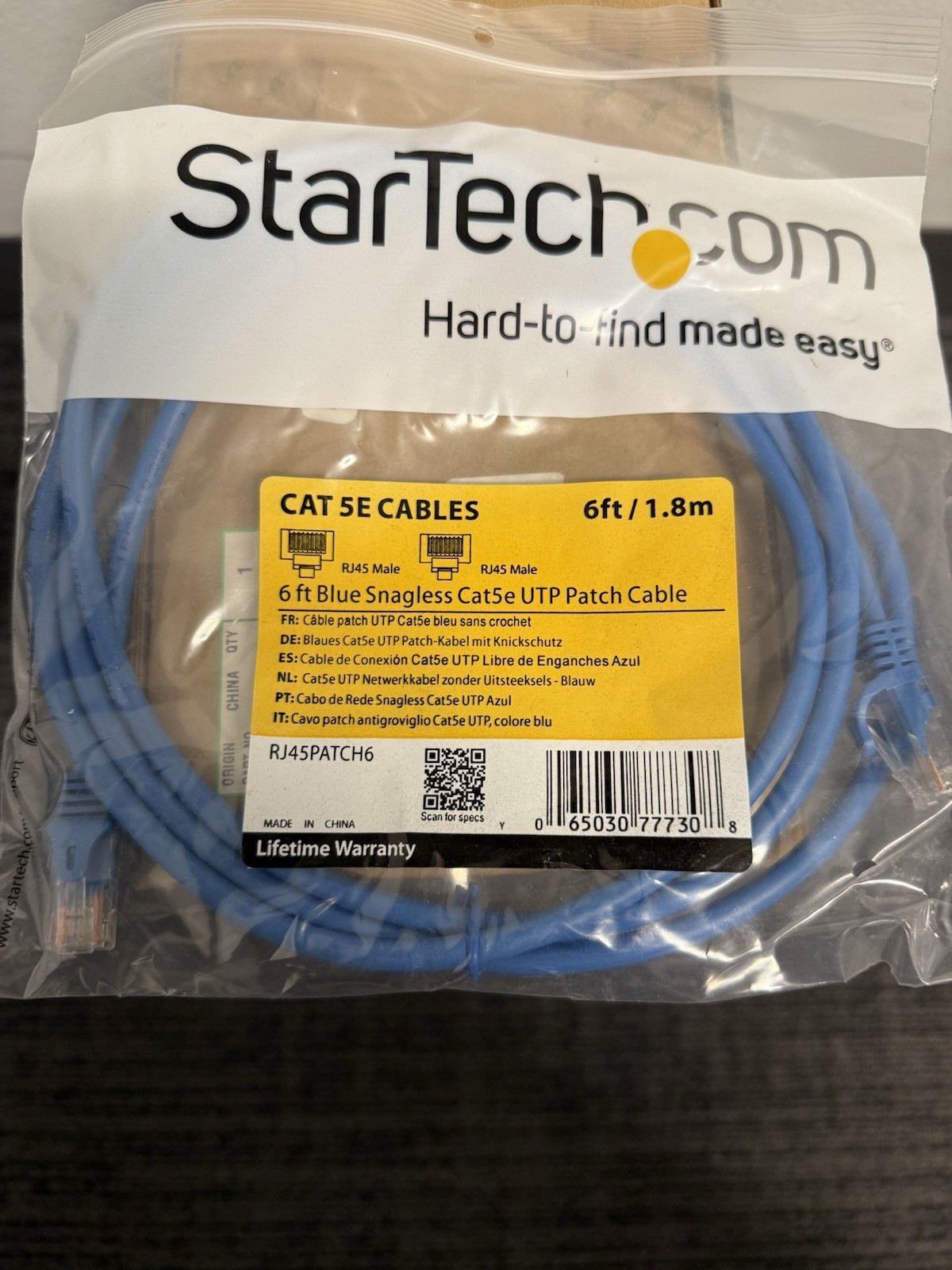 StarTech.com CAT5e Patch Cable 6’