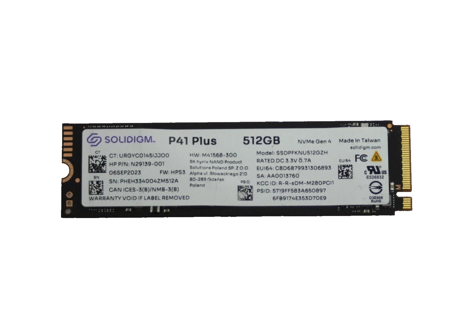 SOLIDIGM SSDPFKNU512GZH 512GB NVMe HARD DRIVE #151845#