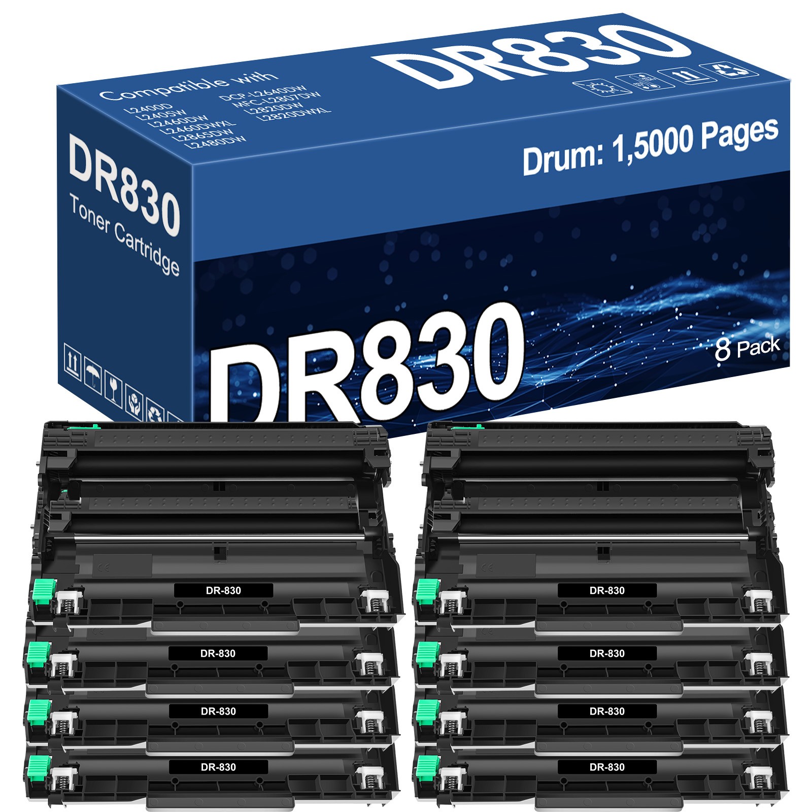 8PK DR830 Drum Unit Replacement for Brother DCP-L2640DW DCP-L2647DW MFC-L2760DW