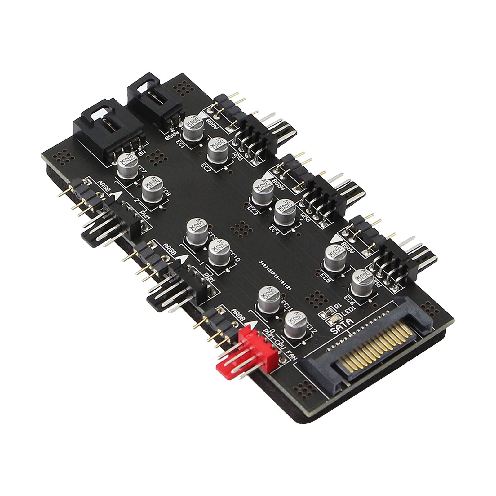 12V 4Pin PWM & 5V 3Pin ARGB with SATA 15Pin Power 2in1 Hub 6 Way Sync CPU Coo...