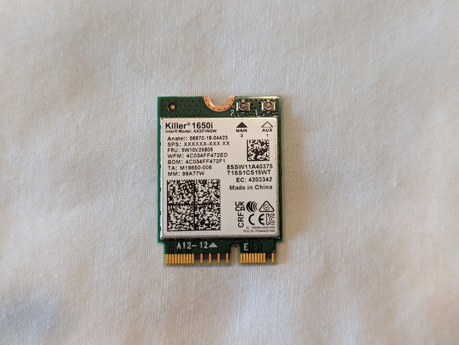  Killer AX1650i WLAN WIFI 6 Bluetooth 5.0 Mini PCI Module Model AX201NGW