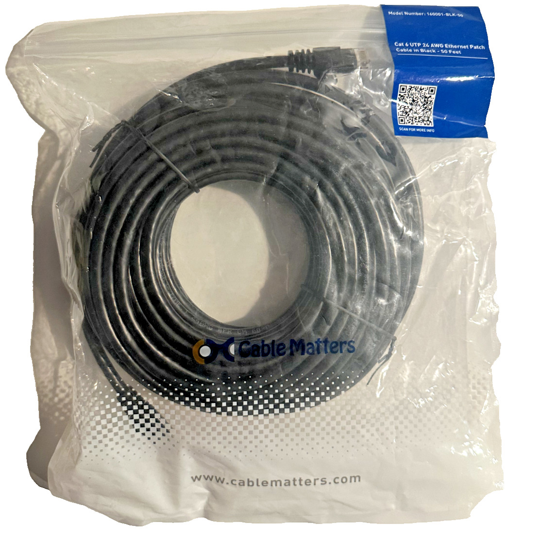 Cable Matters Cat 6 - 50Ft.  Stranded Assembled Cable - Black New C4