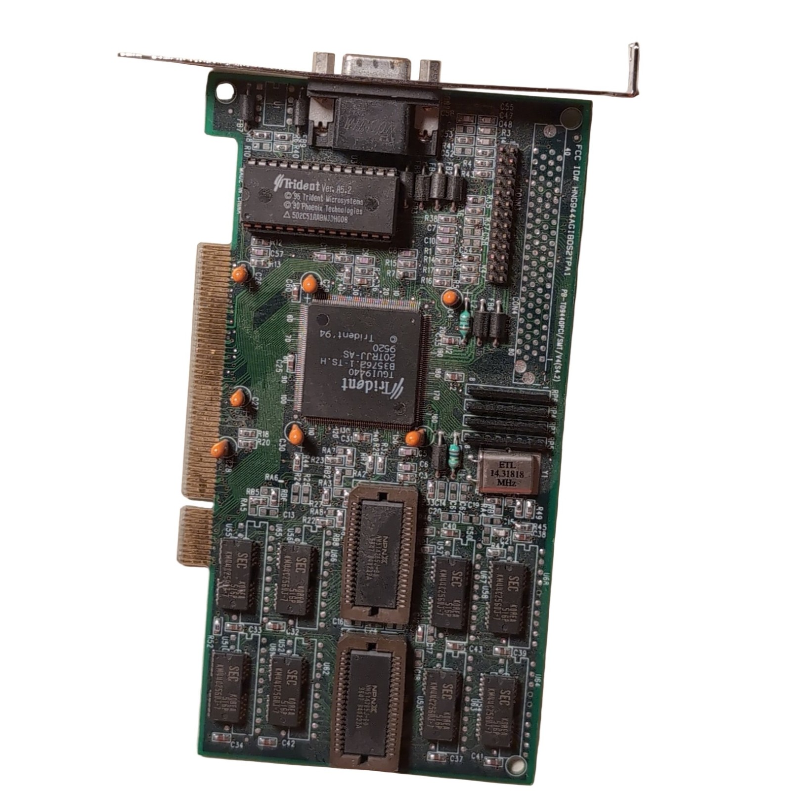 Trident TGUI9440 Video Graphics Card PCI VGA Vintage Green
