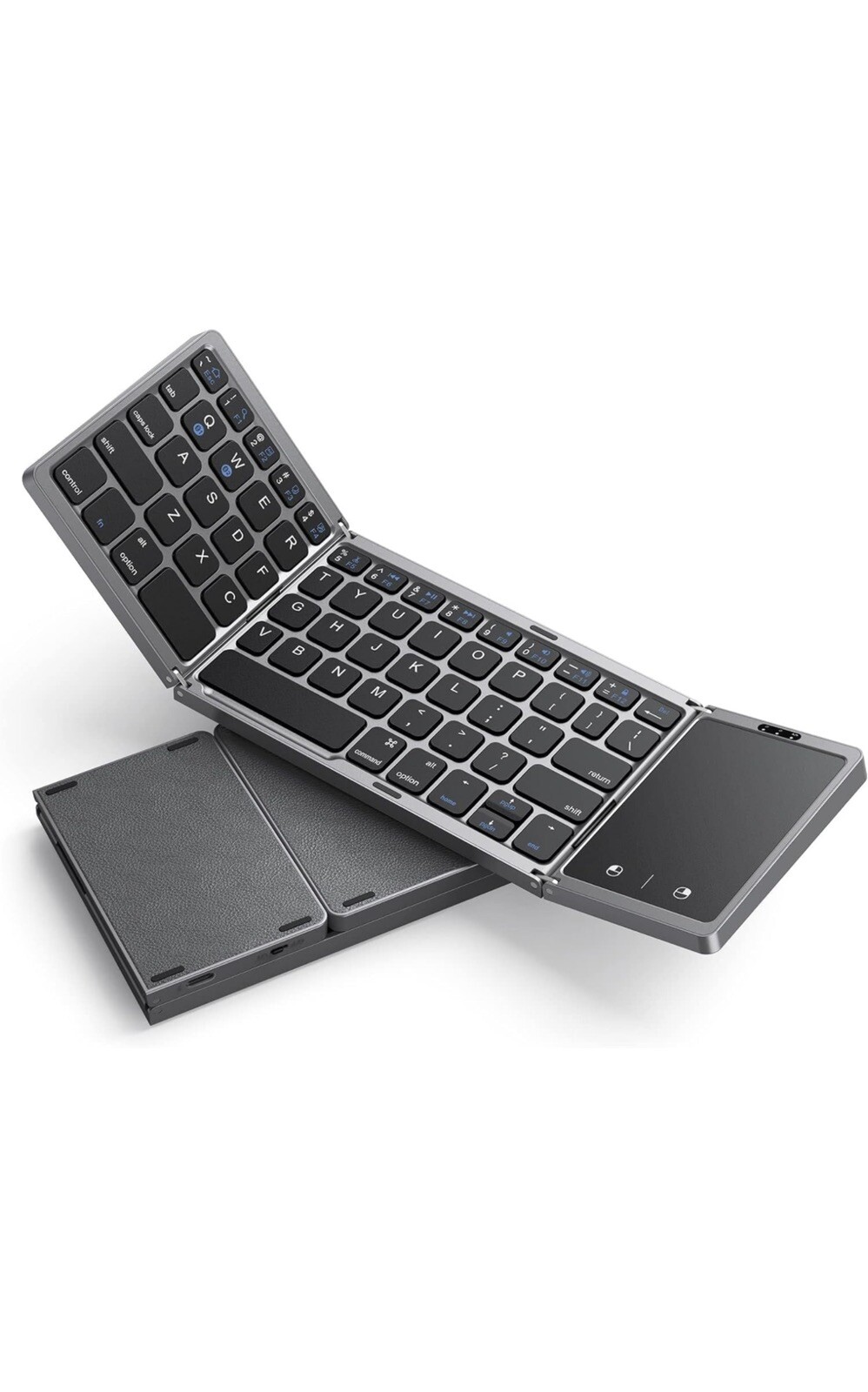 seenda Foldable Bluetooth Keyboard for Travel, Tri-Folding Wireless Dark Grey 