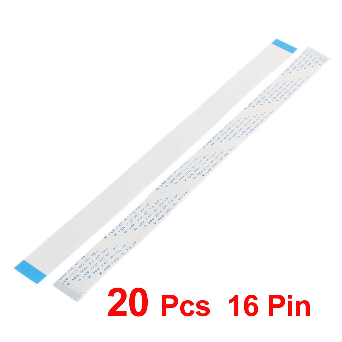 A Type 20Pcs 1.25mm Pitch 16 Pin AWM 20624 80C 60V VW-1 FFC Cable 300mm
