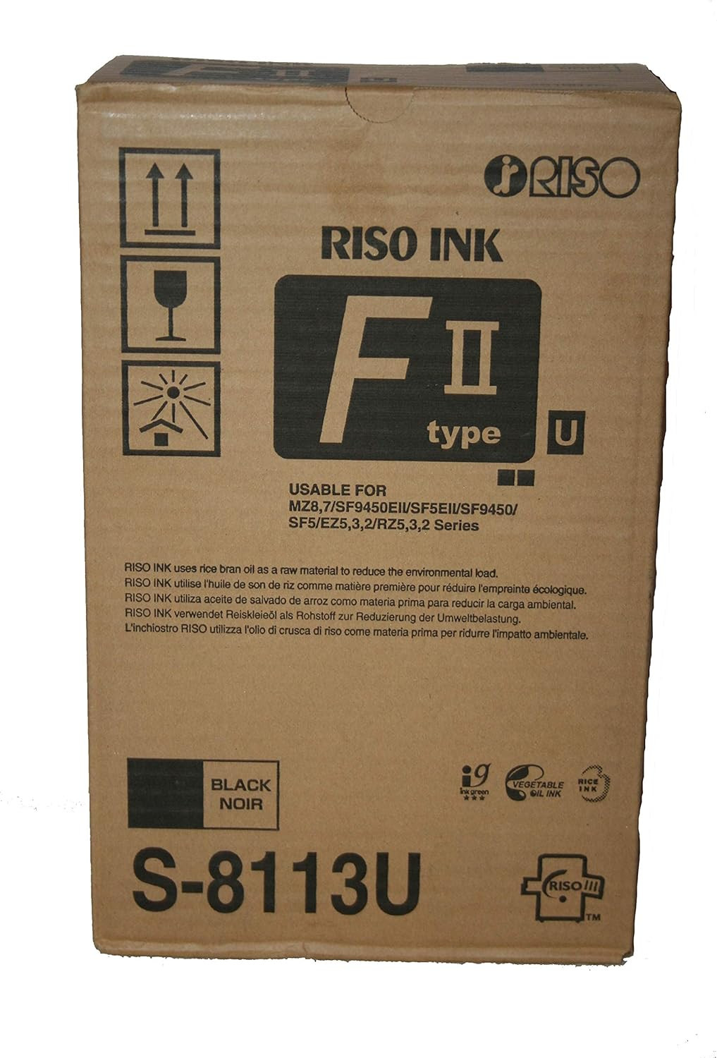 Riso S-8113 Black F II Type Duplicator Ink Box of 2 Risograph S8113U