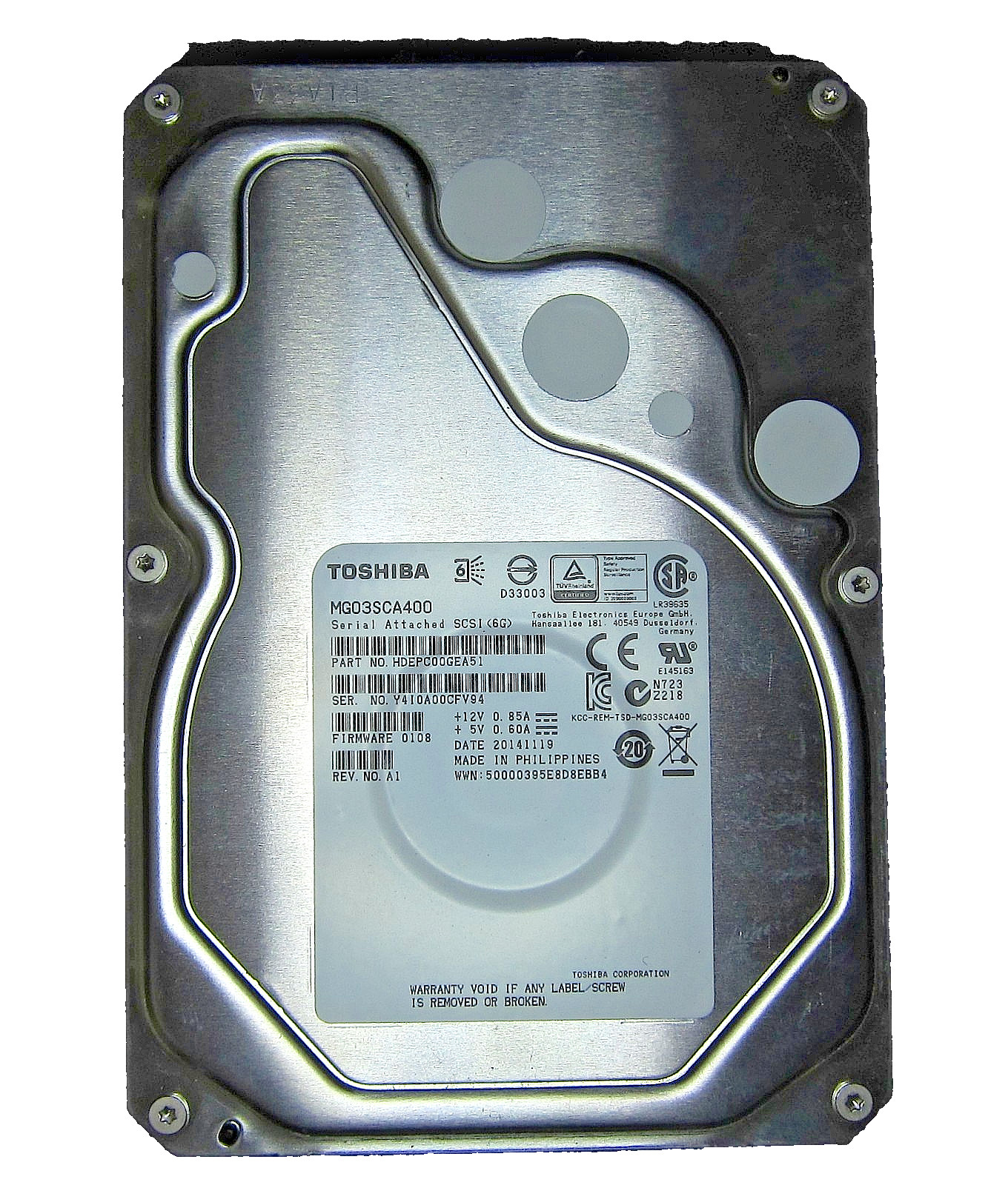 Genuine 4TB Toshiba MG03SCA400 Serial Attached SCSI 6G ( SAS ) 3.5" Hard Drive