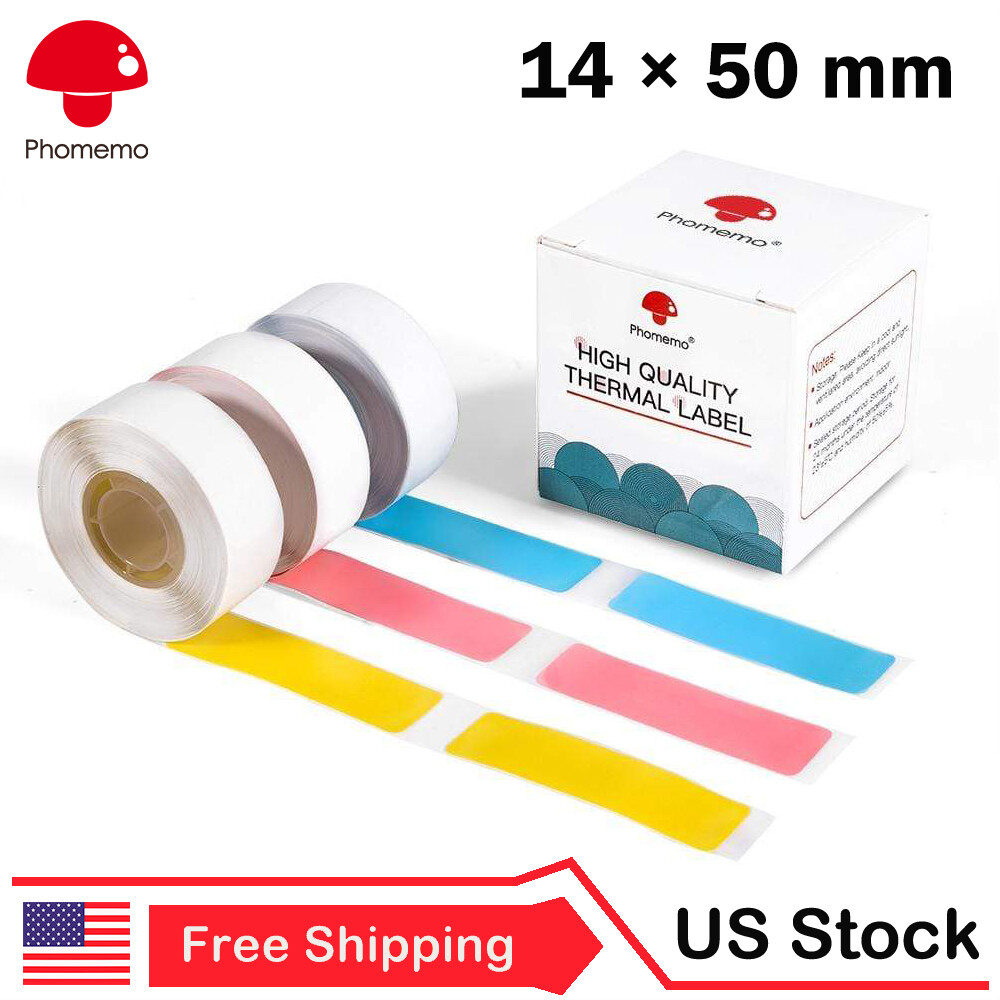 3 Rolls Colorful Square 14 × 50 mm Self-Adhesive Thermal Label for Phomemo D30