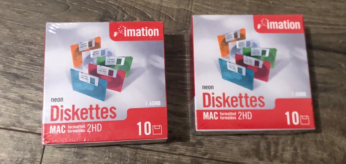 Imation Neon Diskettes 1.40 MB MAC 2HD Floppy Disks 20 Count 2-10 Packs NEW