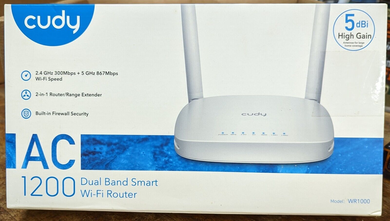 Wi-Fi Router - CUDY - WR1000 AC1200 Dual Band Smart  5dBi High Gain  5 GHz ~ NEW