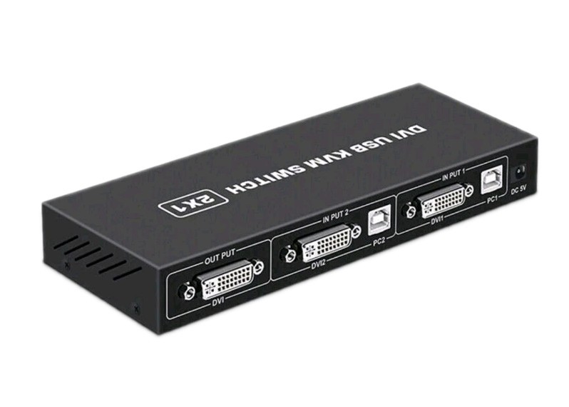 2 in1 DVI KVM Switch 4K 60Hz Two Computers Shared USB Keyboard Mouse Printer