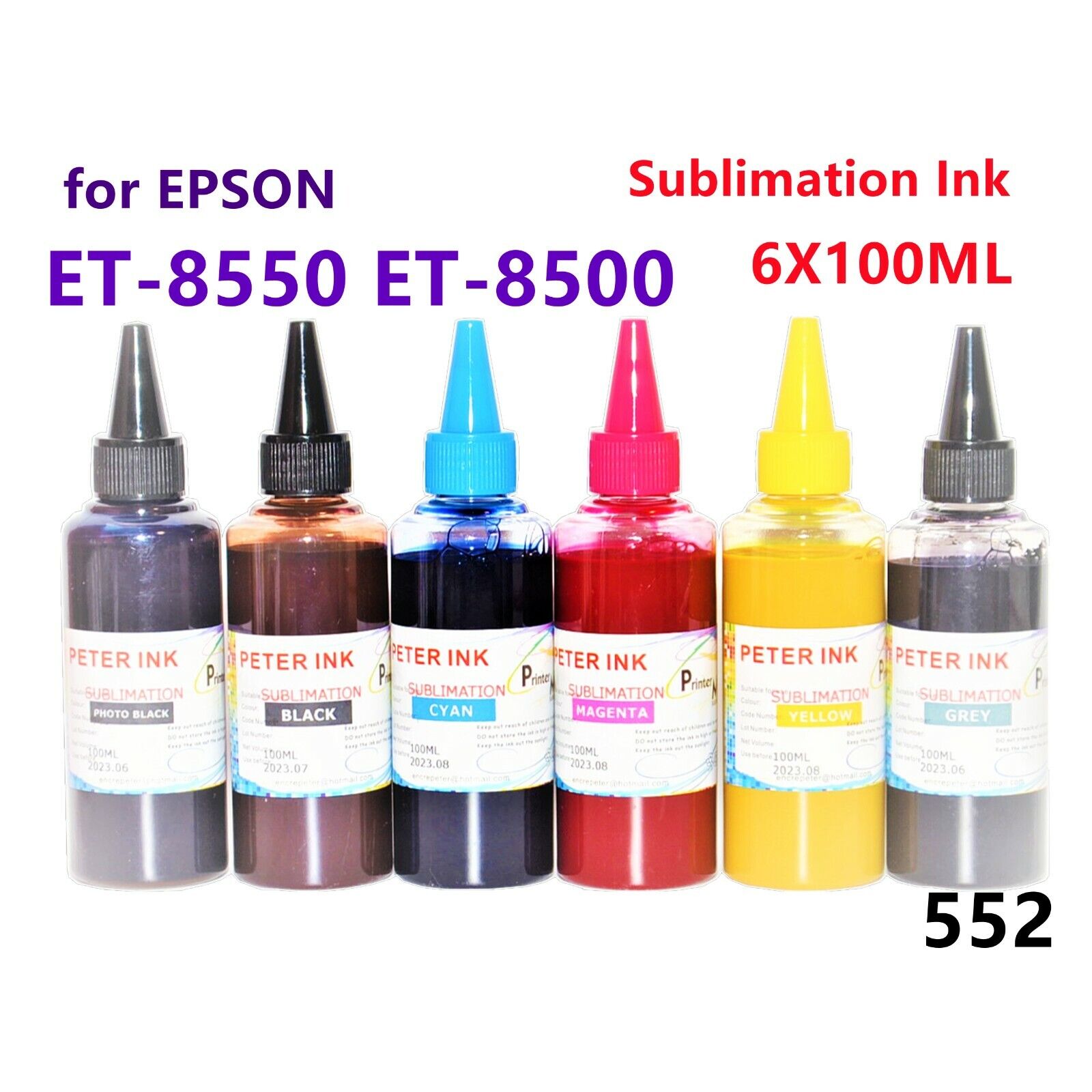 6X100ML Premium Sublimation refill Ink for EcoTank ET-8500 ET-8550 T552