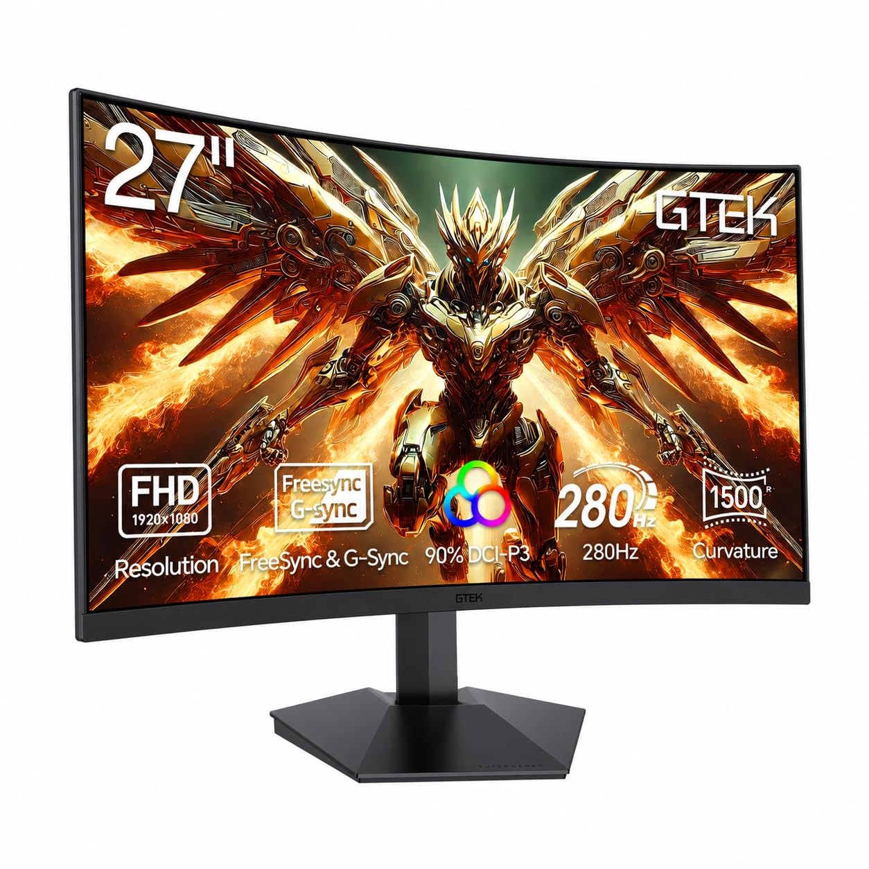 27 Inch Curved Gaming Monitor 280Hz/240Hz FHD 1080P, 1500R Curved VA Display,...