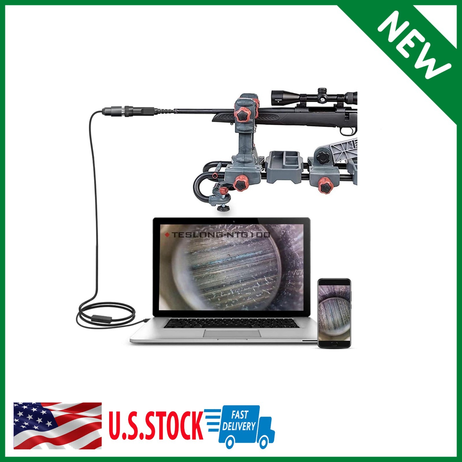 Teslong NTG100 V2.0 Upgrade Rifle Borescope 0.2in Gun Barrel Camera Short Focus