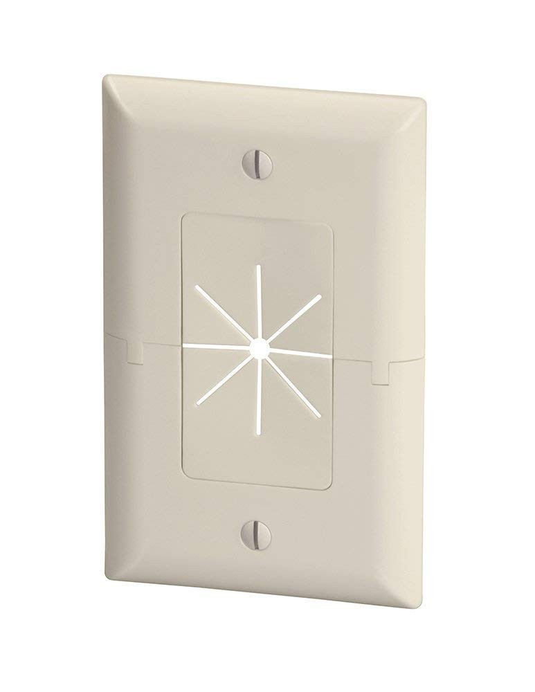 DataComm 45 0017 LA Low Profile Split TV Wall Plate Cable Management Lite Almond