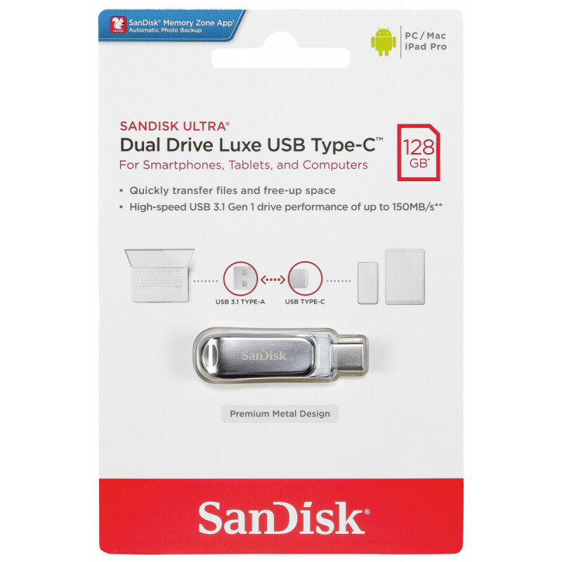 SanDisk Ultra Dual Drive Luxe 32/64/128/256GB Type-C 150MB/s USB 3.1 Memory-UK