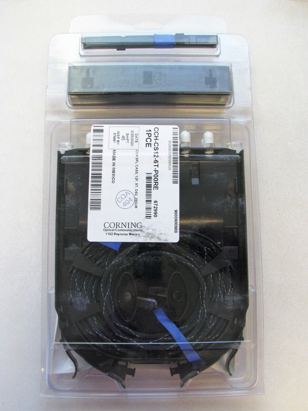 NOB Corning CCH-CS12-6T-P00RE Pigtail Splice Cassette 12F, ST Duplex SM, OS2 UPC